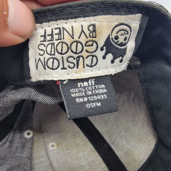 Neff Hat Adults Adjustable Snapback Gray Black Embroidered Logo Baseball Cap - Picture 8 of 9